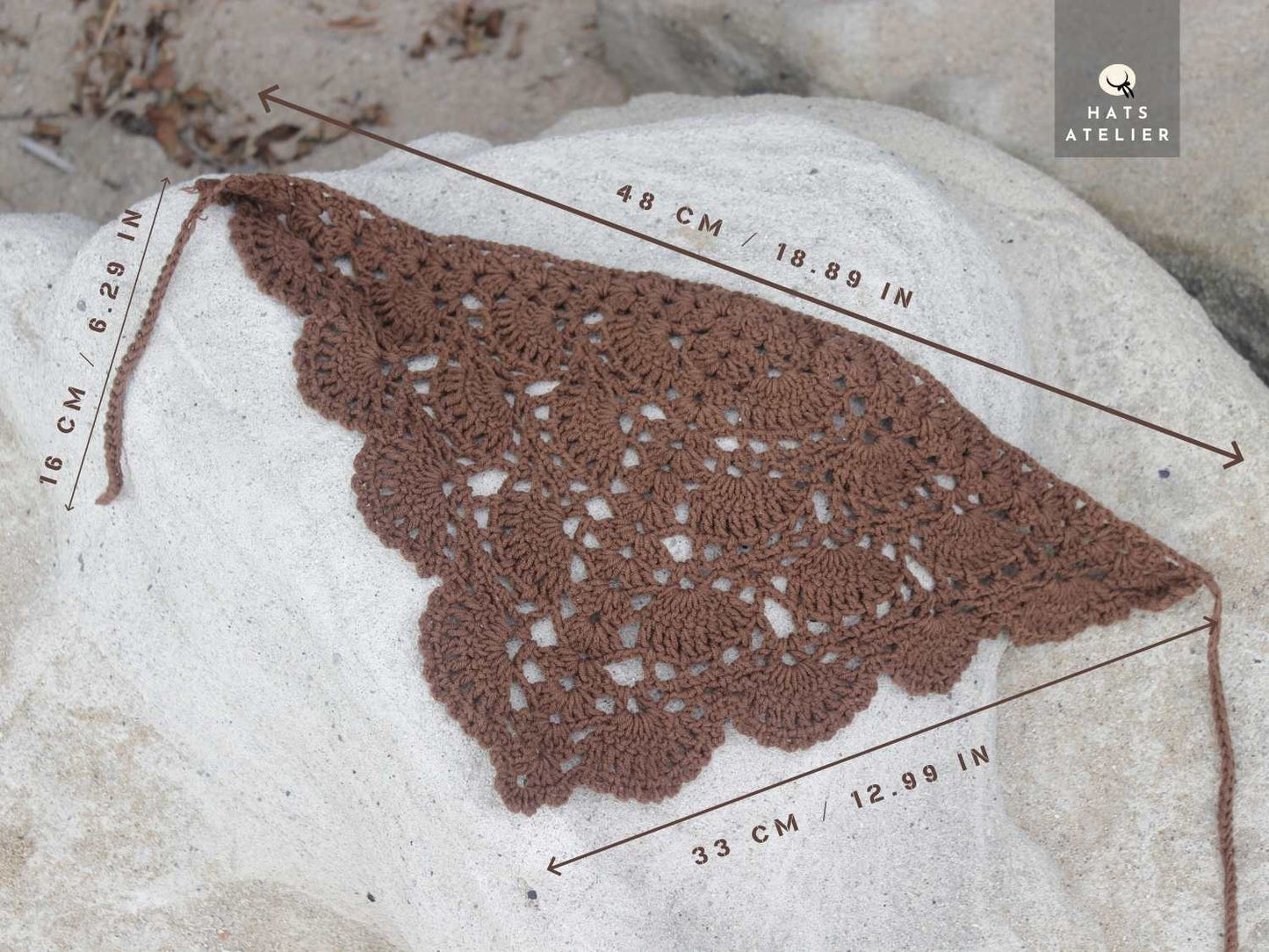 Crochet Hair Bandana – Handmade Boho Head Scarf, Cotton Headband