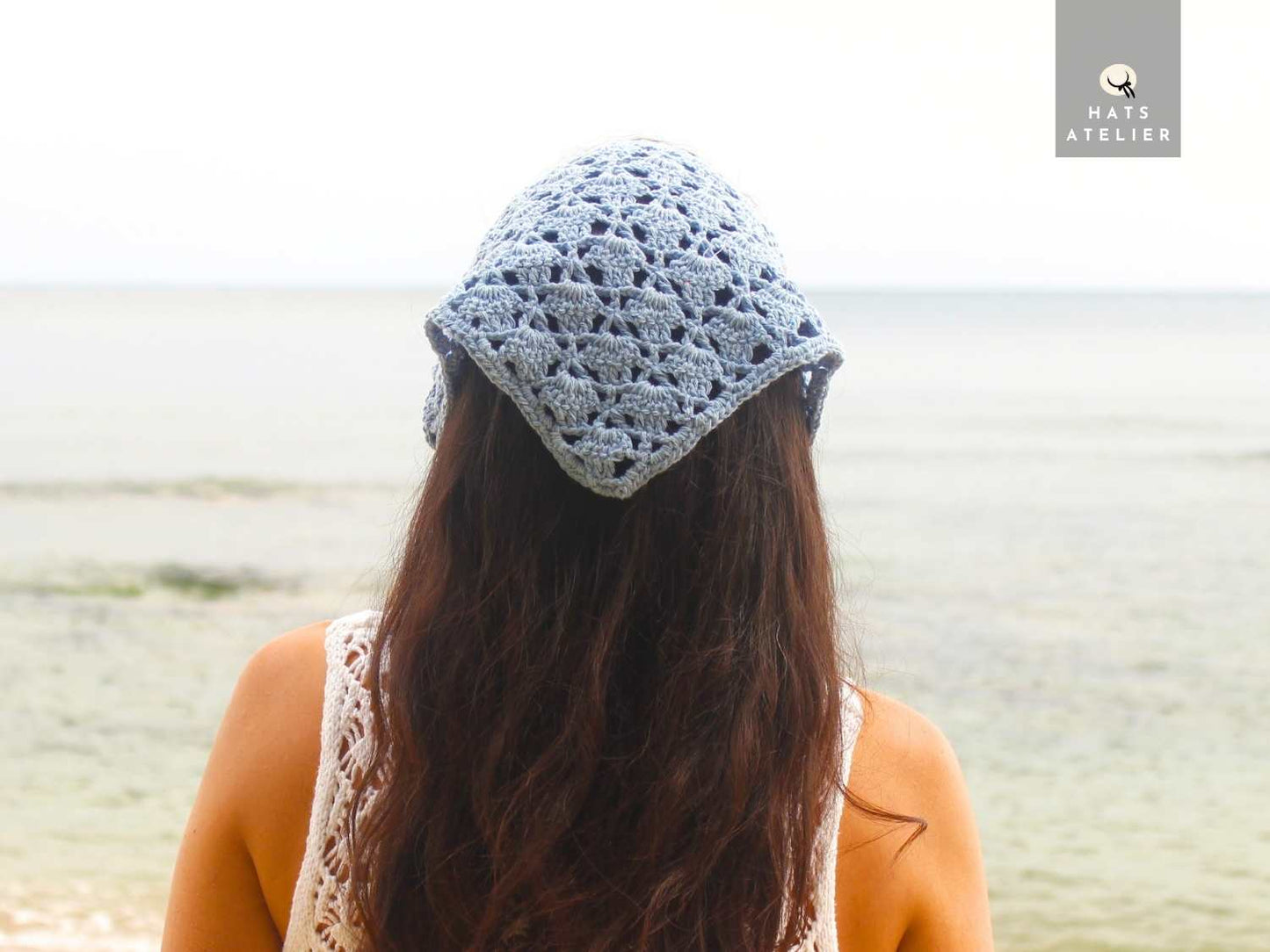 Crochet Hair Bandana – Handmade Boho Head Scarf, Cotton Headband