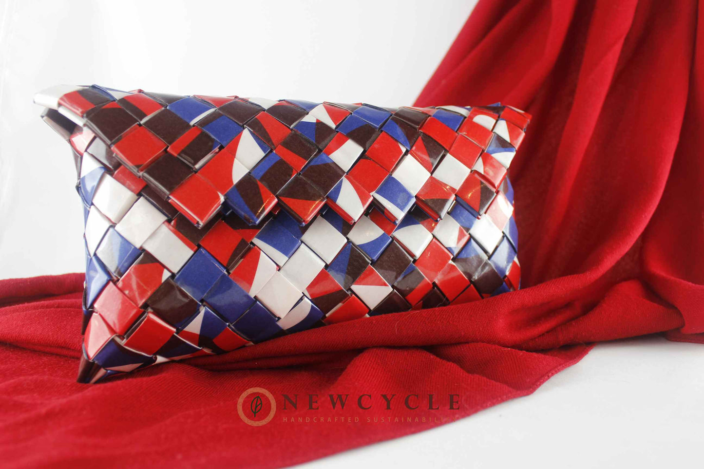 geometric mosaic clutch handmade upcycled