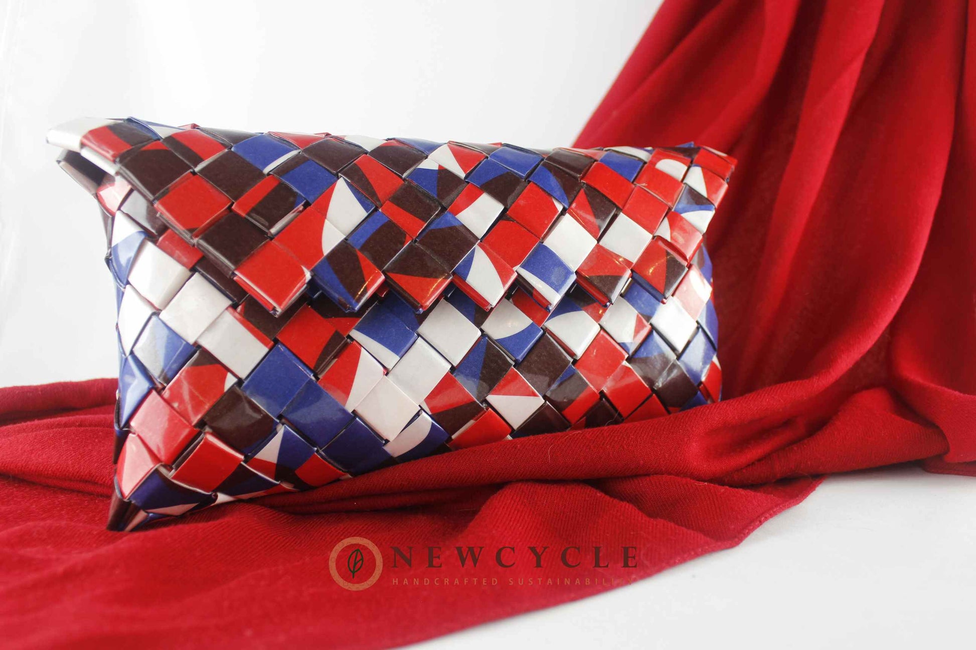 geometric mosaic clutch handmade upcycled