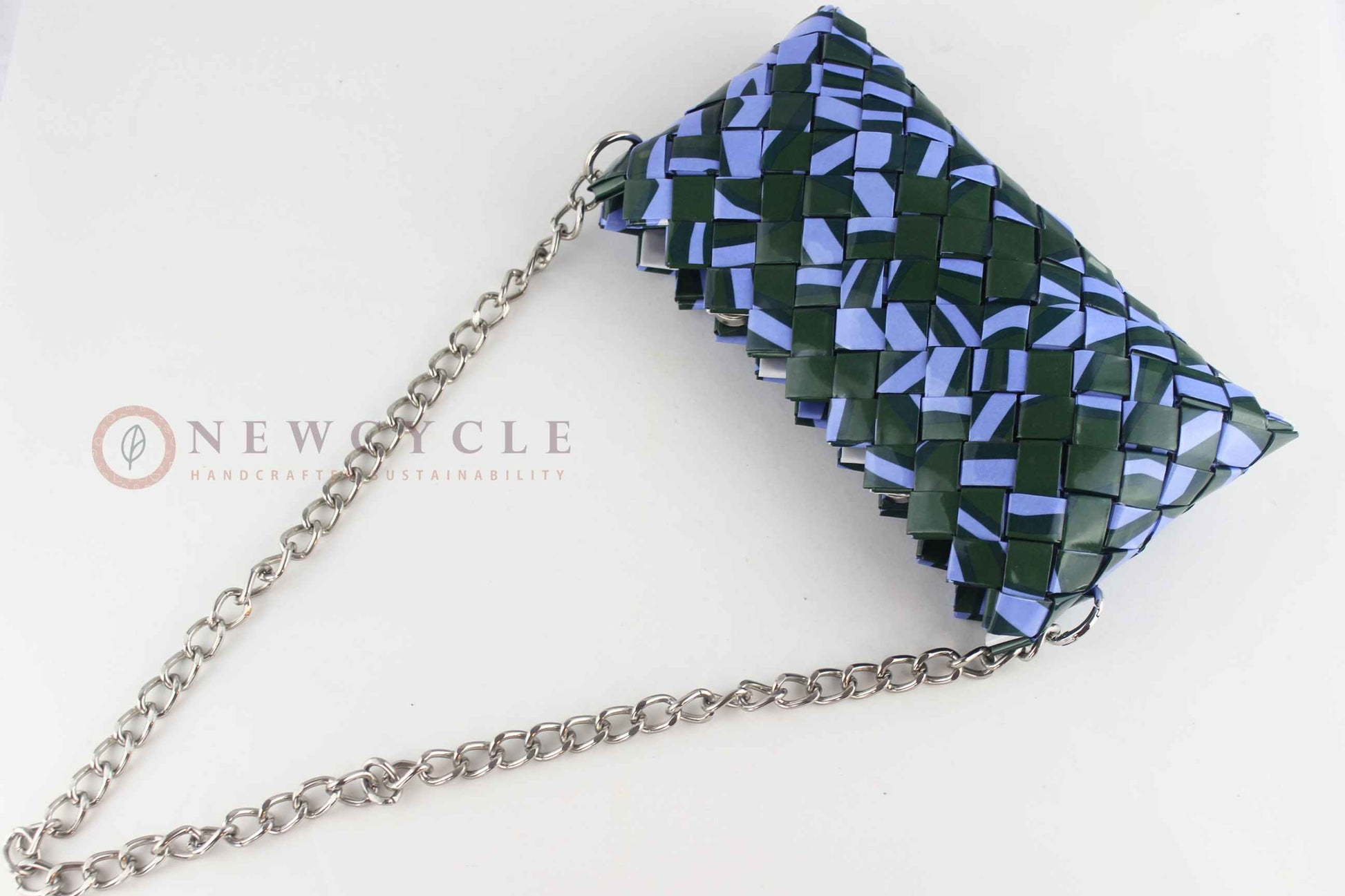 top view of green lilac chain shoulder bag