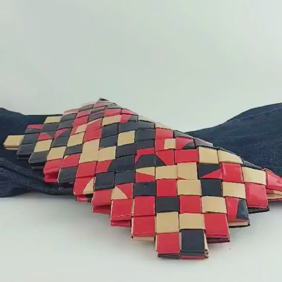 clutch side view woven mosaic pattern  video