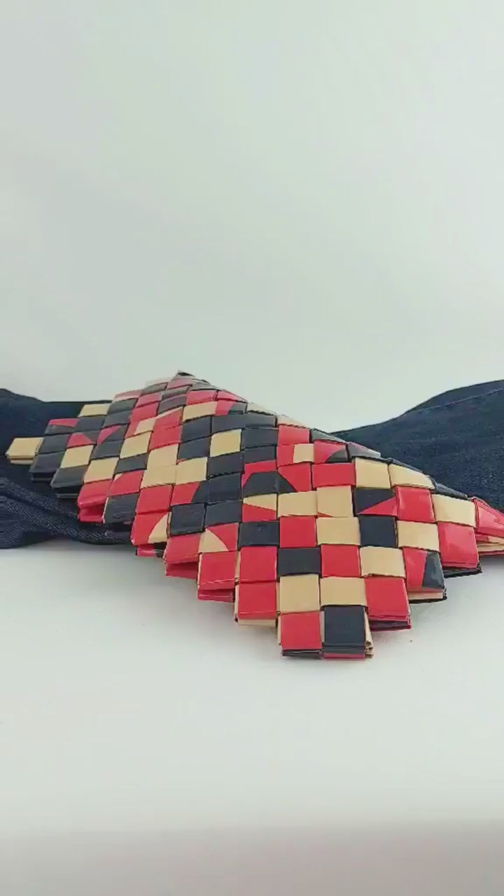 clutch side view woven mosaic pattern  video
